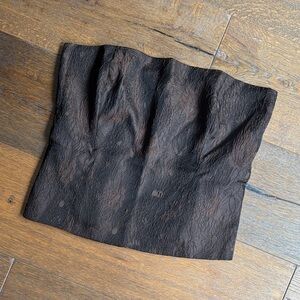 Elegant brown black embroidered  Strapless Top